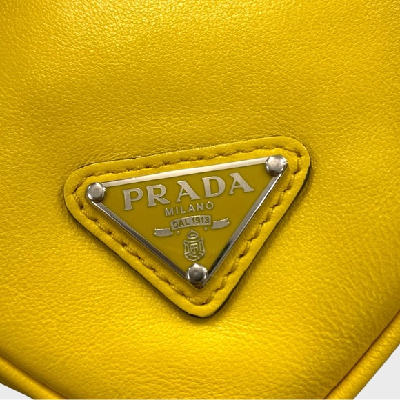 PRADA NWT Yellow Grace Leather Triangle Wristlet Pouch Detachable Strap - Picture 6 of 16